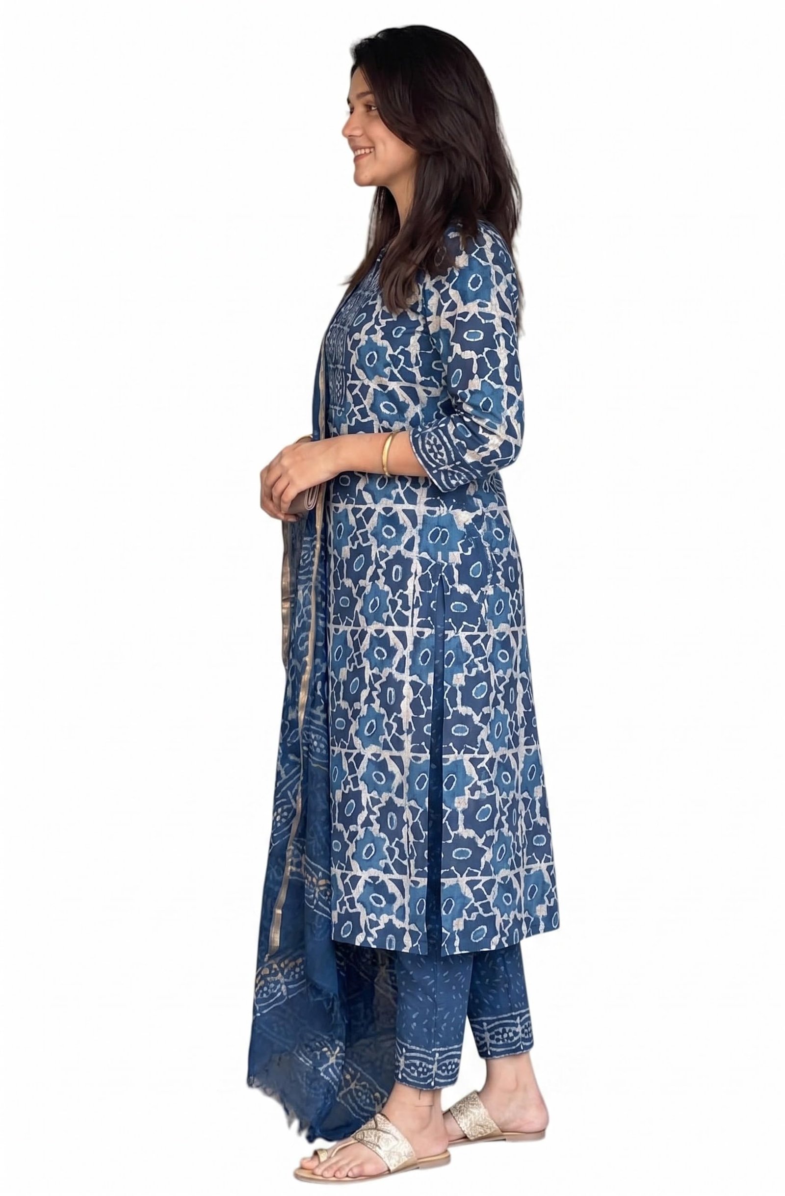 Women's Printed Straight Kurta and Pant with Dupatta Set - Image 3