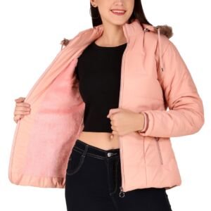 Fashionable Jacket For Girls Jacket For Women’s Latest Solid Color Stylish Long Jacket/Women's Quilted Jacket Full Sleeves Winter Jacket Girls Winter Wear Jacket (Peach)