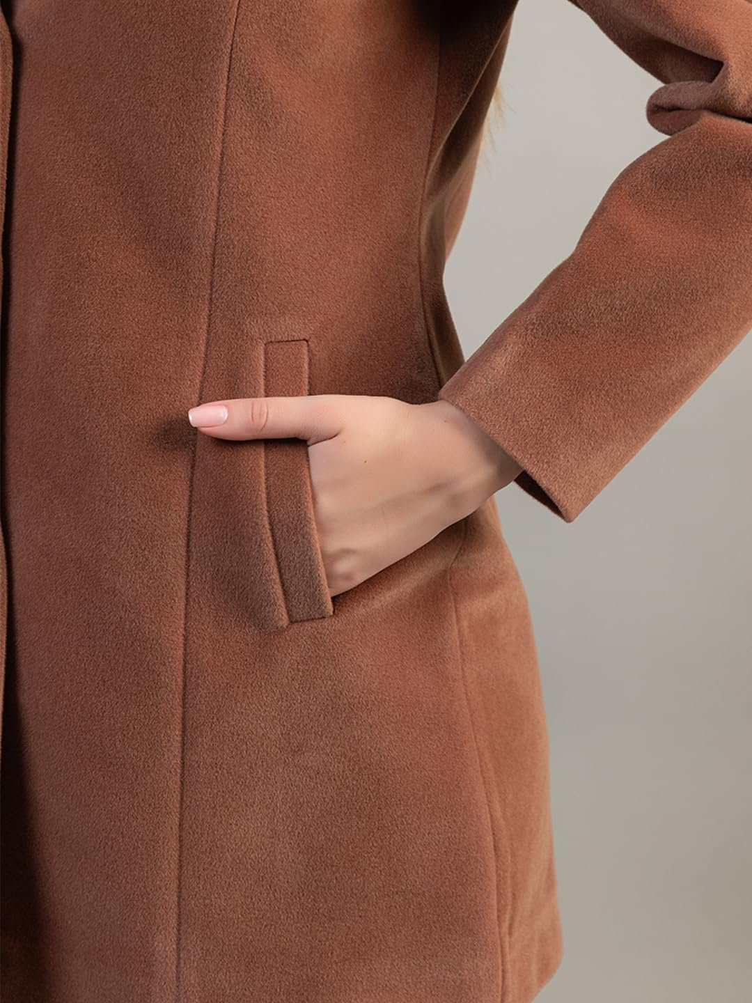 Winter Wear Casual Wear Acrylic Blend Soft & Warm Full Sleeve Solid Womens Long Coat (4354Mouse) - Image 6