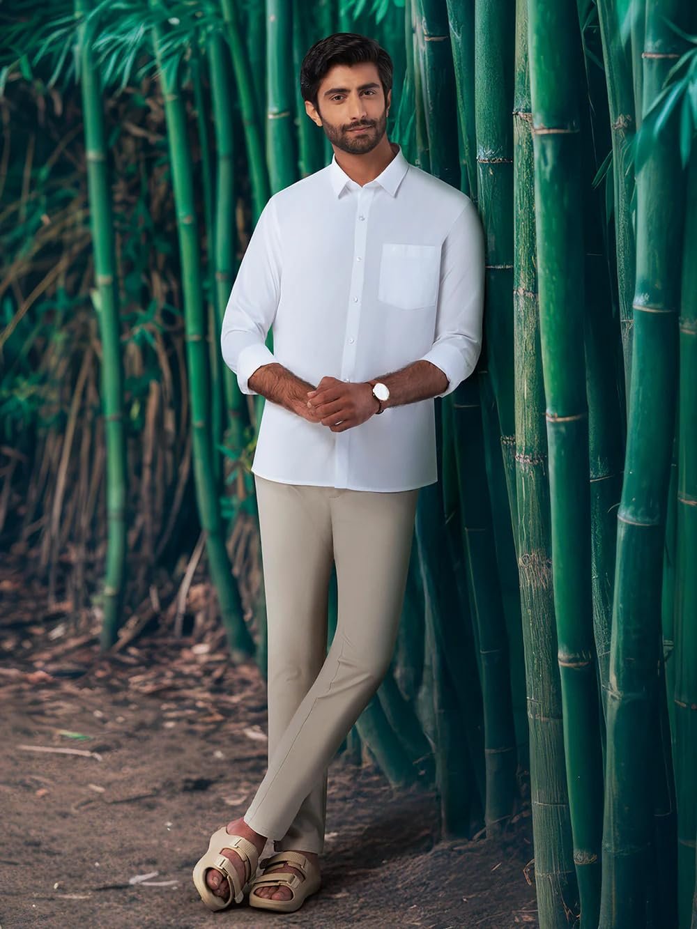 Men’s Full Sleeve Khadi Cotton Shirt | Premium Handwoven Casual & Formal Wear | Breathable Summer Shirt | Regular Fit | by Black Skywalker (in, Alpha, Regular, White) - Image 2