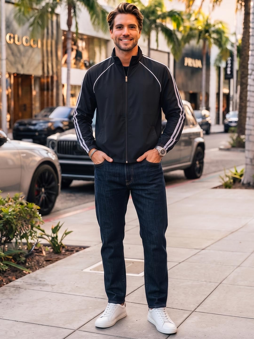 Men Lightweight Windcheater Zipper Jacket - Image 4
