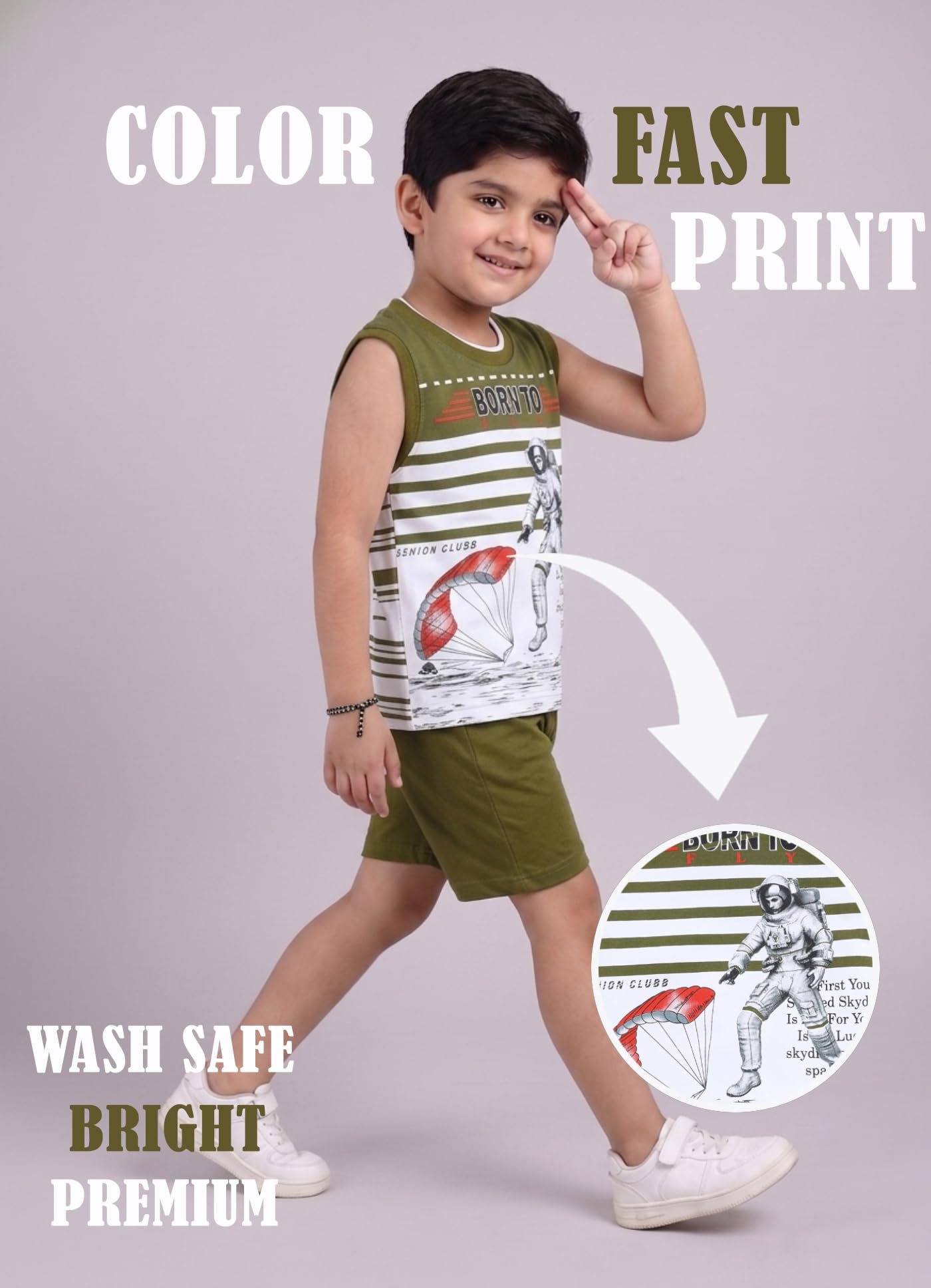 Pure Cotton T-shirt and Shorts Set for Kids - Image 3