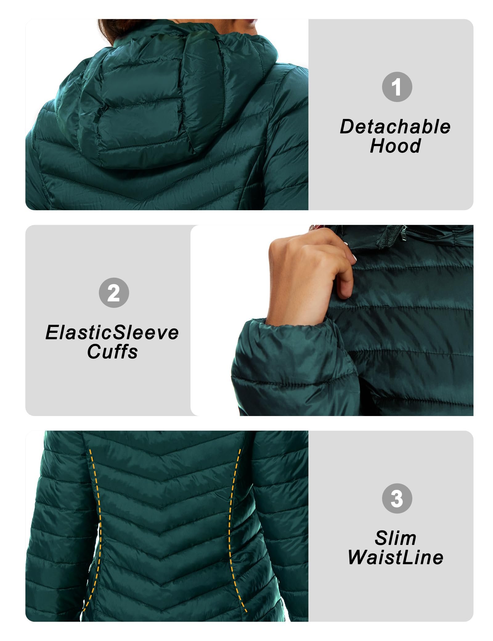 Women's Hooded Lightweight Packable Puffer Jacket - Image 4