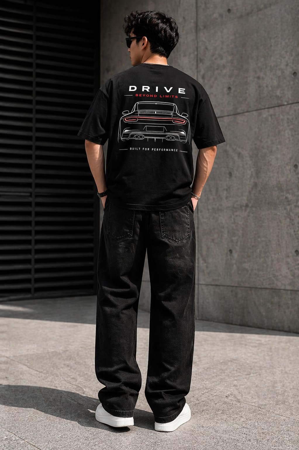 Men’s Graphic Printed T-Shirt | Luxury Sports Car Back Print | Drive Beyond Limits Design | 180 GSM Premium Cotton | Drop Shoulder Regular Fit Casual Streetwear Tee for Men (IN, Alpha, Regular) - Image 2