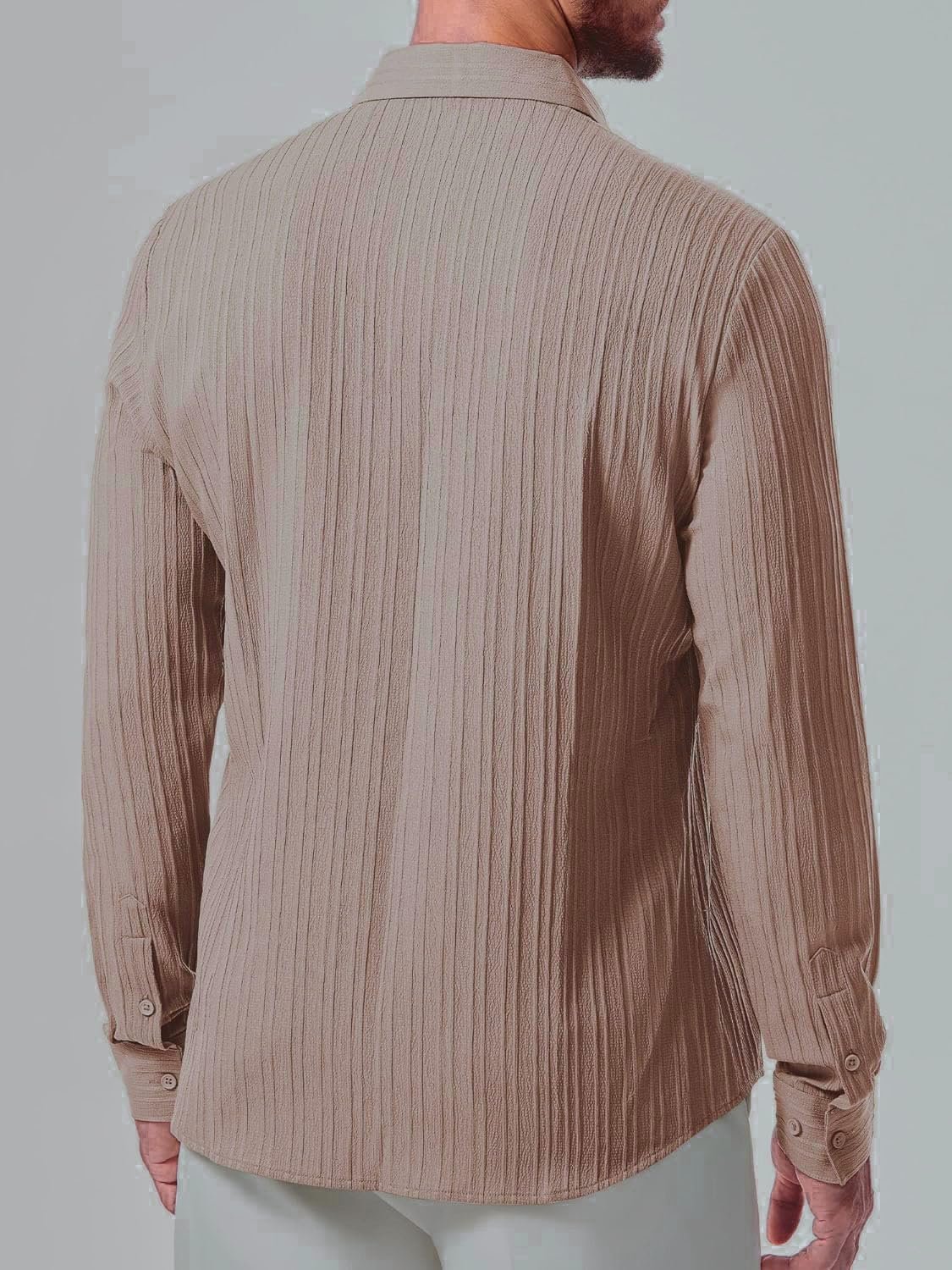 Men's Regular Fit Solid Pattern Polyester Blend Shirt with Collared Neck Long Sleeve and Standard Length | Shirt for Man - Image 2