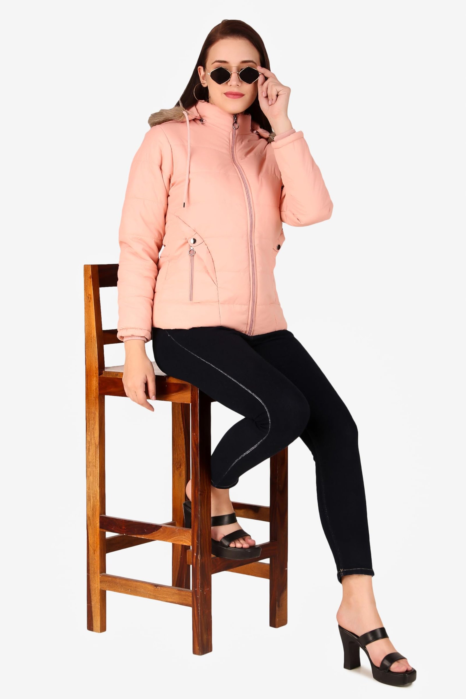 Fashionable Jacket For Girls Jacket For Womenโs Latest Solid Color Stylish Long Jacket/Women's Quilted Jacket Full Sleeves Winter Jacket Girls Winter Wear Jacket (Peach) - Image 7