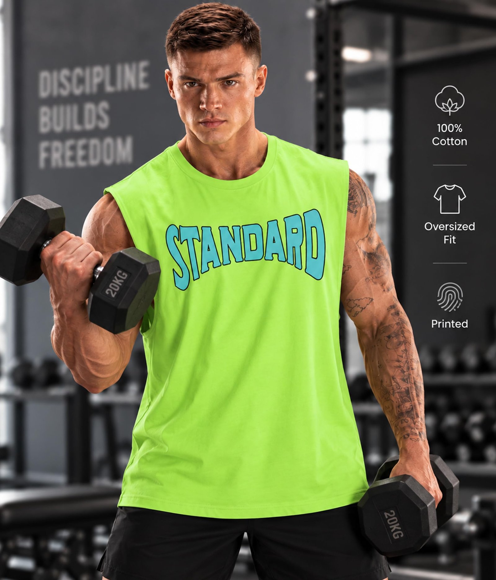 ® Men's 100% Cotton Tank Top | Round Neck Sleeveless Gym Vest | Loose Fit Casual Sportswear T-Shirt | Breathable & Lightweight Fitness Wear for Workout & Active Wear - Image 5