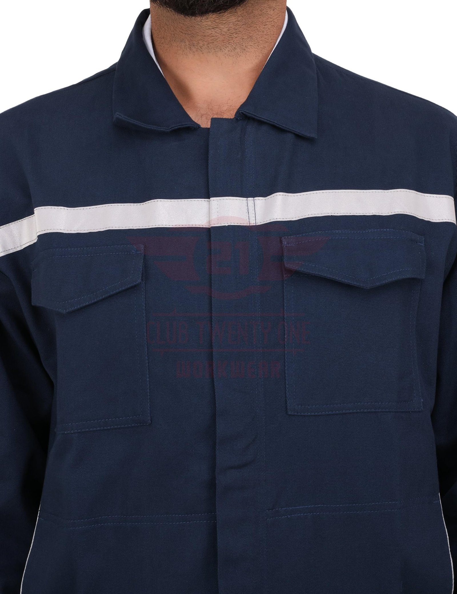 Workwear Hampton Safety Jacket for Men, 100% Cotton Fabric with EN 20471 Reflective Tape, Industrial Work Jacket for Construction, Warehouse & Manufacturing, Blue, Size M - Image 4