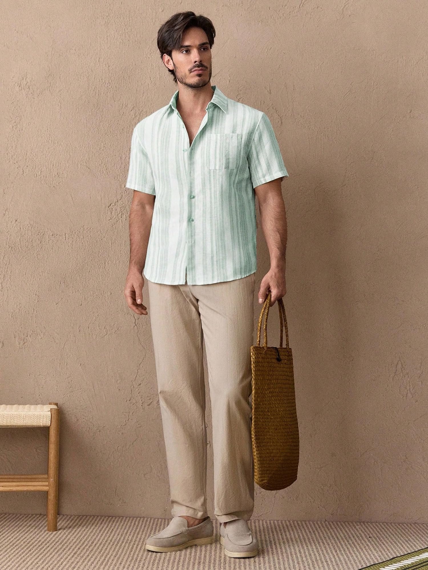 Shirt for Men || Regular Fit Stylish Shirt for Men (Lilen-Strip-Green) - Image 6