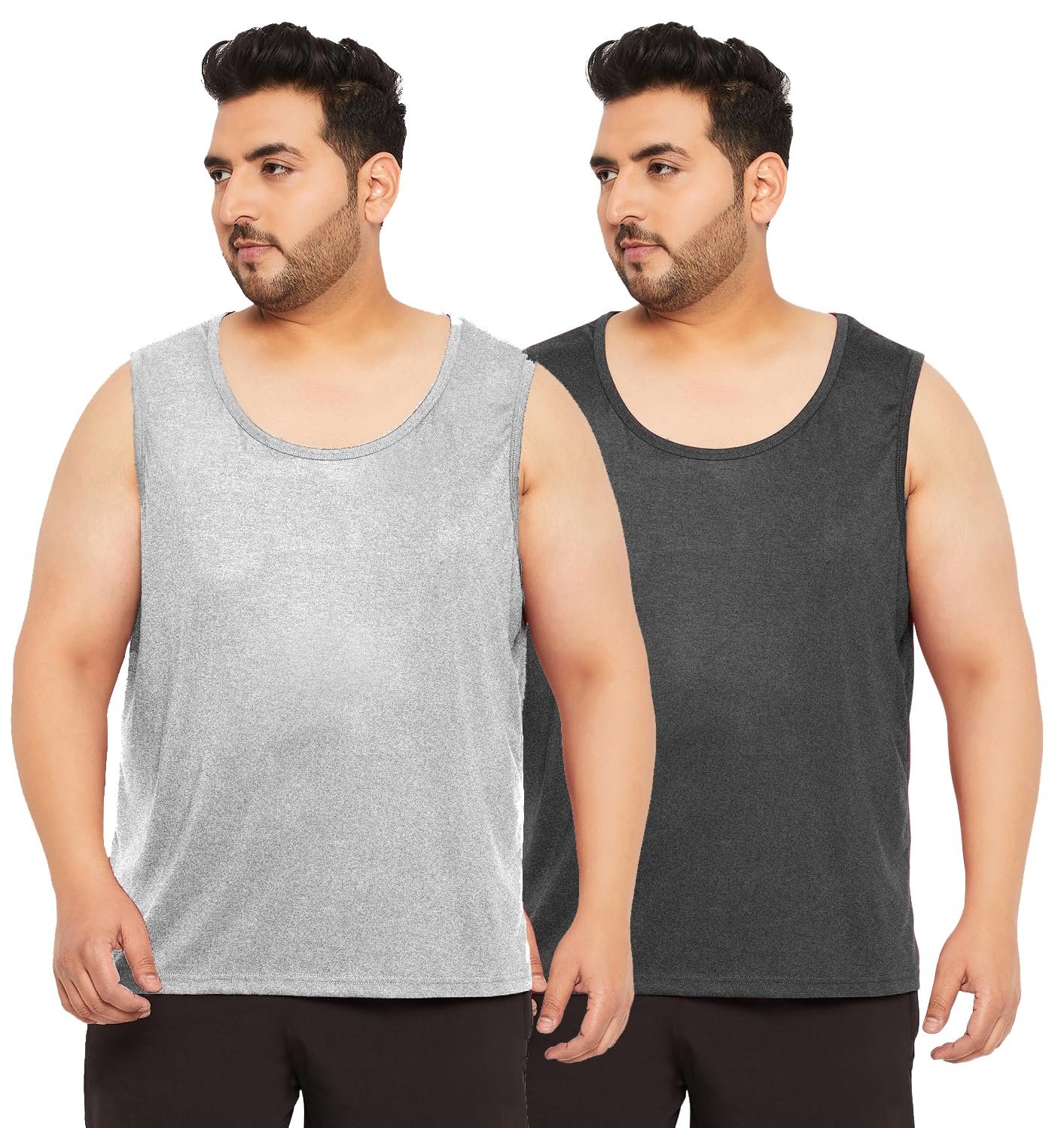 West Gate Clothing Cotton Solid Plus Size Vest for Men | Round Neck, Regular Fit, Sleeveless | Men's Tank Top | 3XL, 4XL, 5XL | Perfect for Workouts Gym, Vacations | Combo Pack of 2