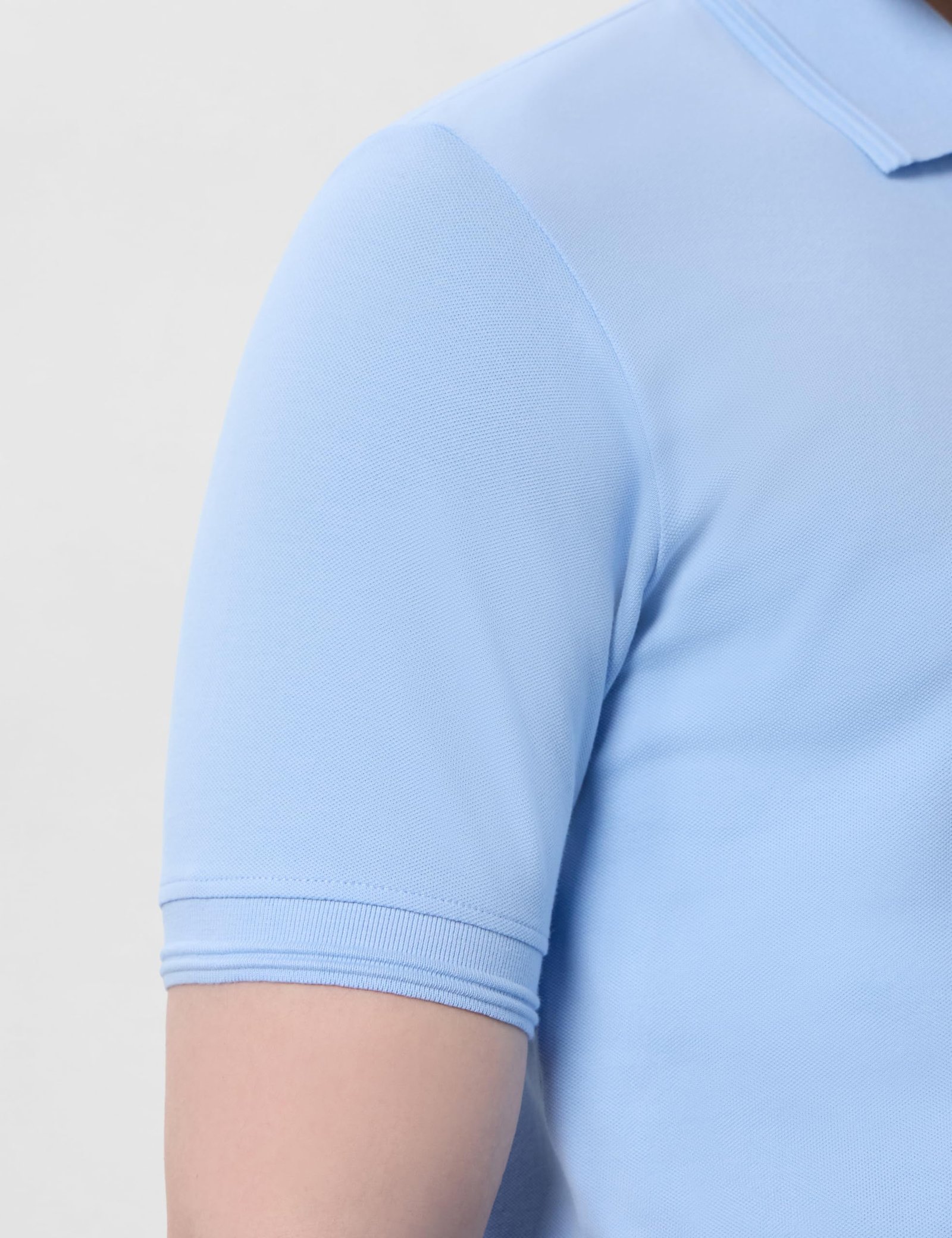 Men's Cotton Stretch Solid Polo T-Shirt (Regular Fit | Pique Knit) (Sky Blue) - Image 6