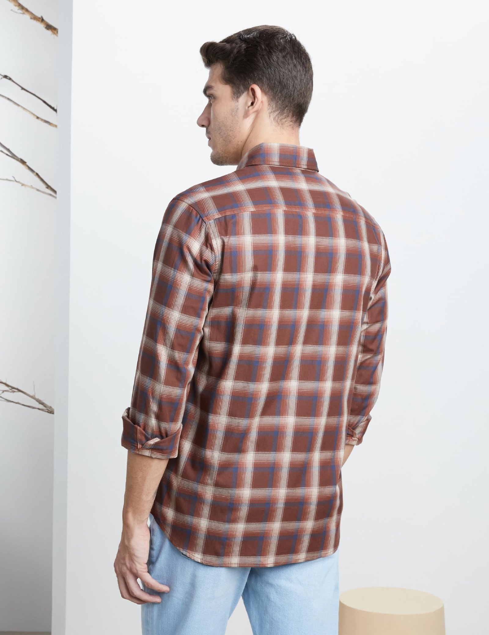 Men's Stylish Checkered Casual Shirt - Regular Fit | Full Sleeve | Pure Cotton | Smart Casual Wear (Available in Plus Size) (SP-M-S25-CS-108-Brown1-6XL) - Image 2