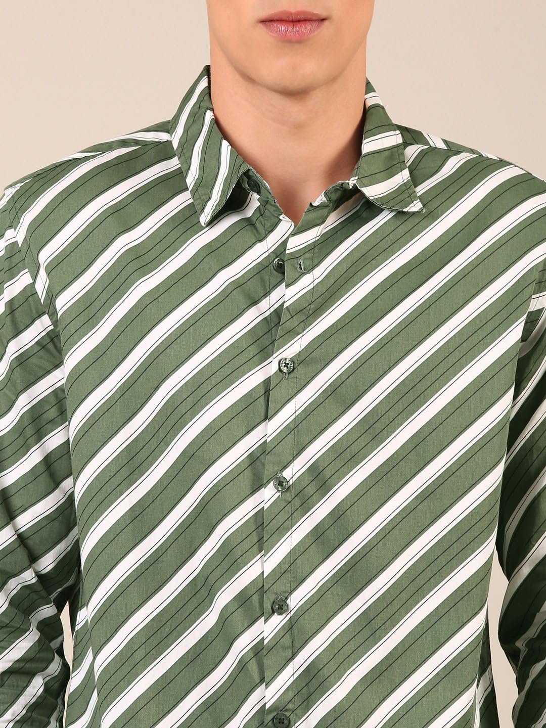 Men's Shirt | Regular Fit Cotton Fabric | Full Sleeve Shirt with Classic Collar | Stylish Formal, Office, Casual & Perfect for Everyday Use - Green (Size) - Image 6