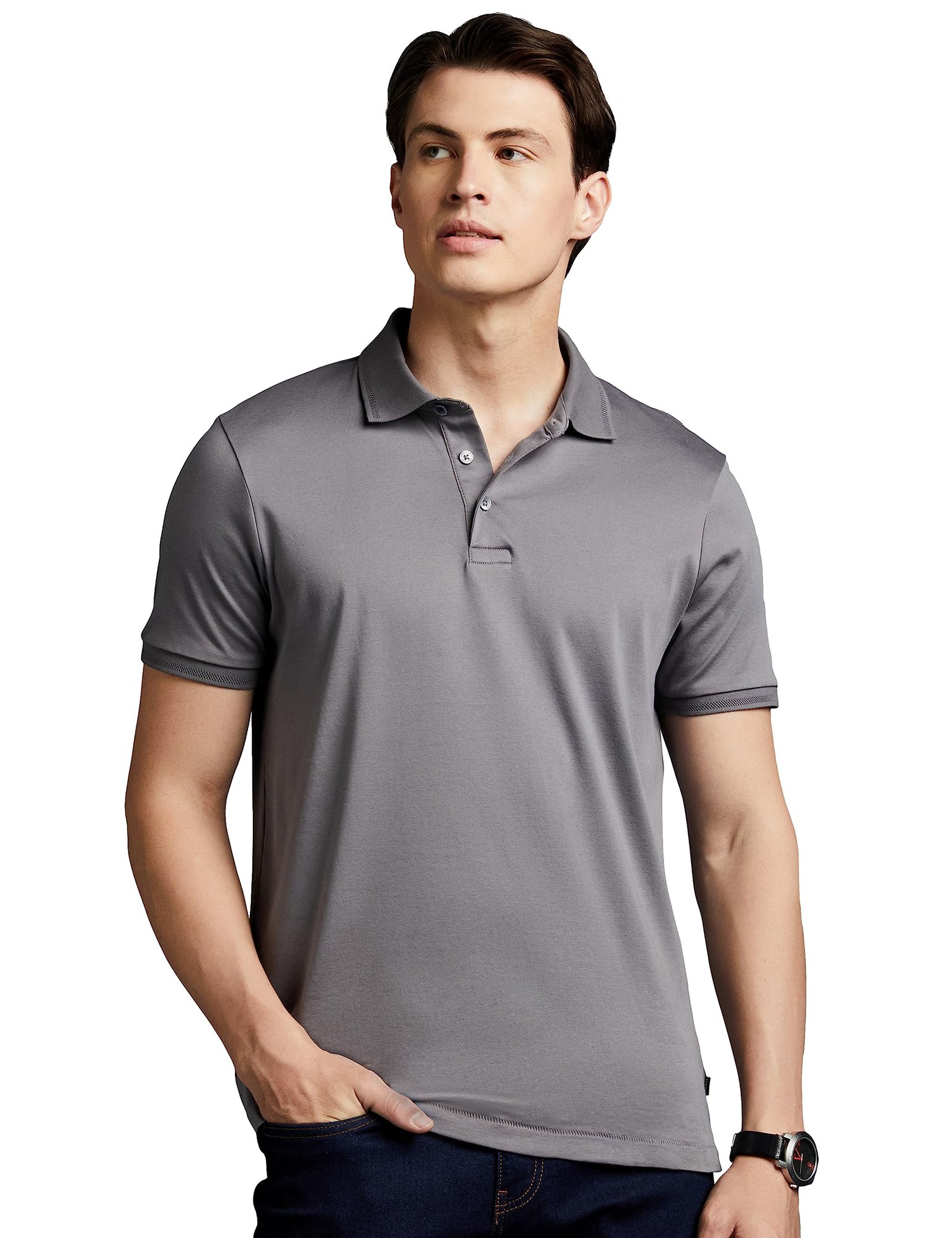 Men's Cotton Super Soft Classic Polo T-Shirt: Regular Fit (Syp-A22-Pl-01_Grey)
