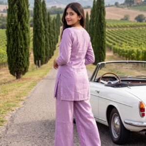 vrajart Kurti Set for Women Roman Silk Straight Kurta with Pant Embroidered Kurti Pant Set Women Kurta Set with Straight Pants Ethnic Wear for Office Casual Wear (in, Alpha, Pink)