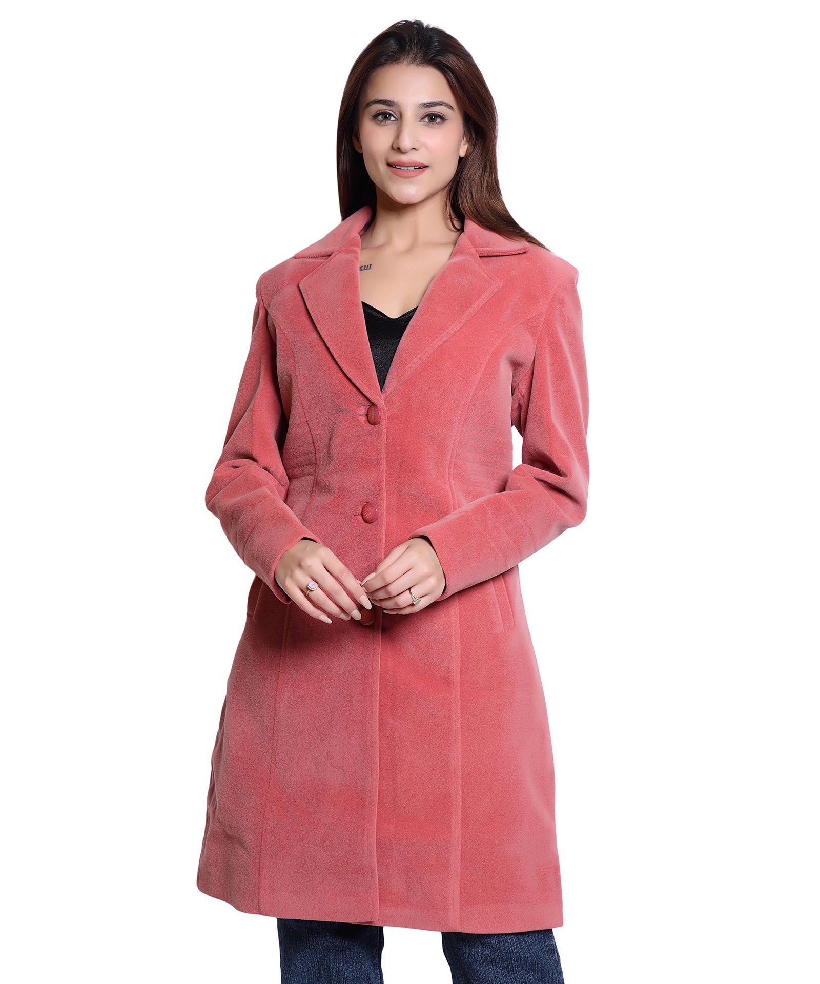 CUT Women's Long Overcoat | Elegant Slim Fit Winter Jacket | Formal Office Wear | Stylish Outerwear with Button Closure & Side Pockets for All Seasons - Image 2